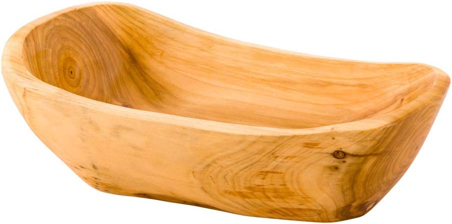 Restaurantware Nature Tek 13.5 x 7.75 x 4.5 Inch Fruit Bowl 1 Handmade Oblong Bowl - Oval Shape Shatterproof Natural Wood Fruit Salad Bowl Lightweight For Bread And Vegatables