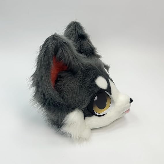 Handmade Furry Fursuit Head MaskAdorable Cat Fox Costume Props for Halloween and Cosplay