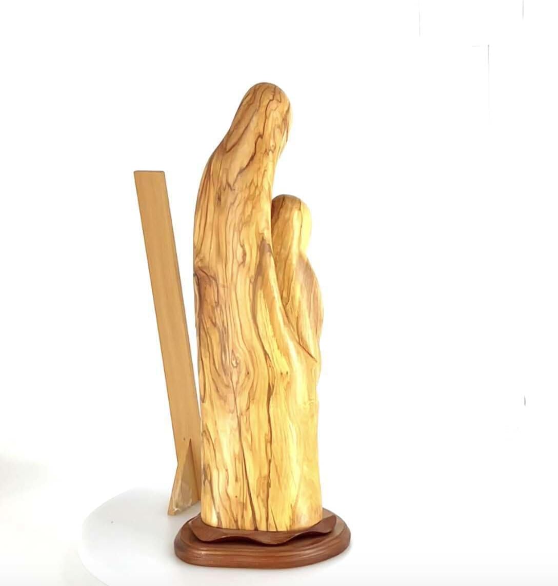 Abstract Hand Made Olive Wood Holy Family Statue