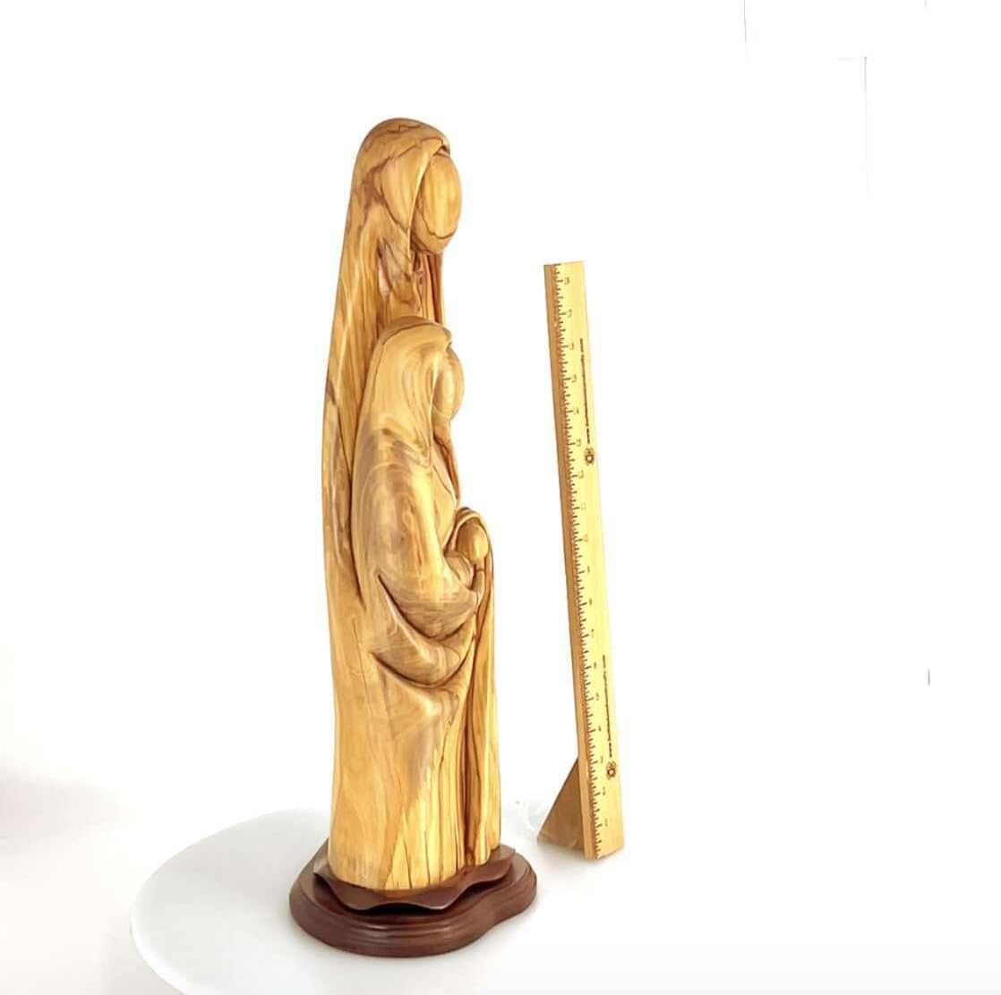 Abstract Hand Made Olive Wood Holy Family Statue