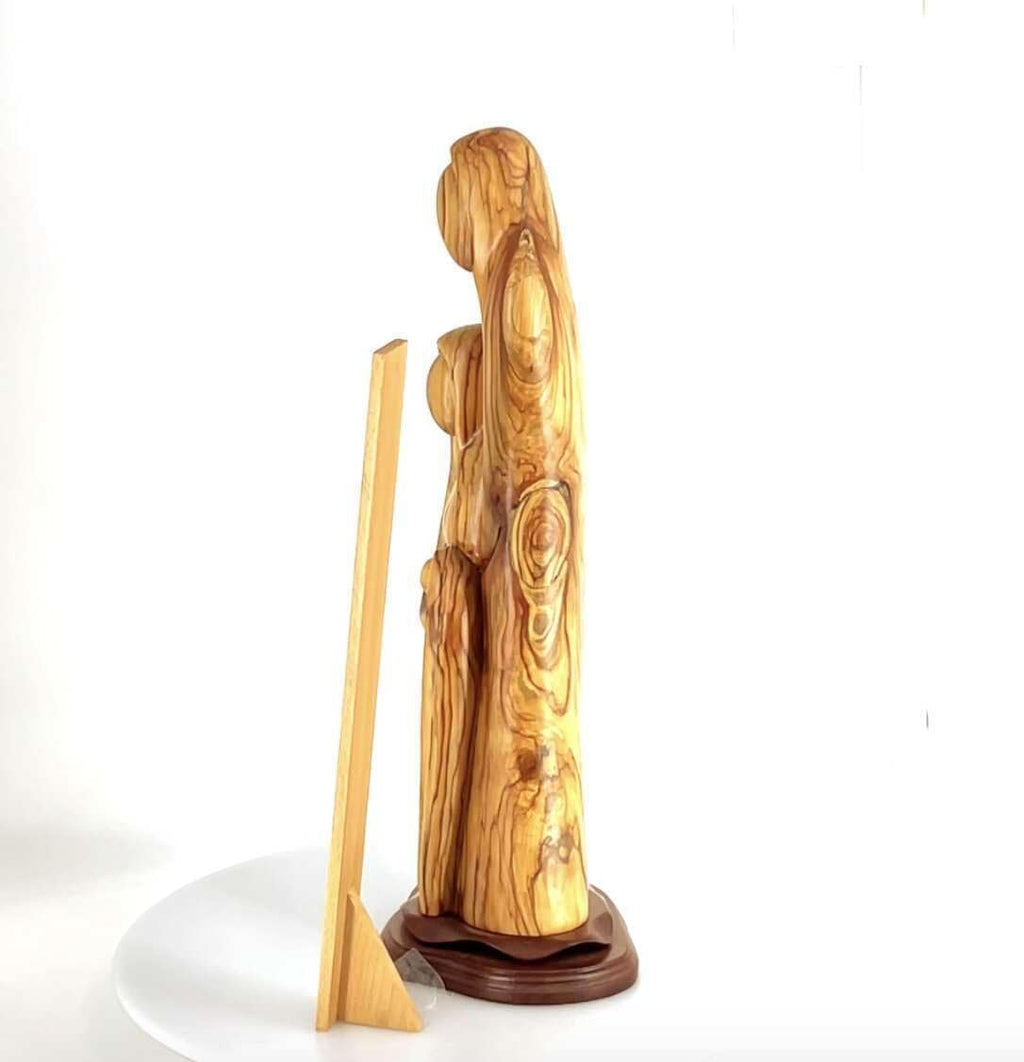 Abstract Hand Made Olive Wood Holy Family Statue