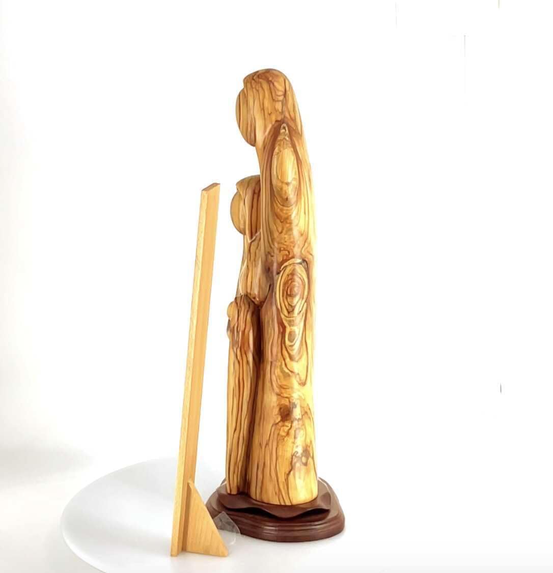 Abstract Hand Made Olive Wood Holy Family Statue