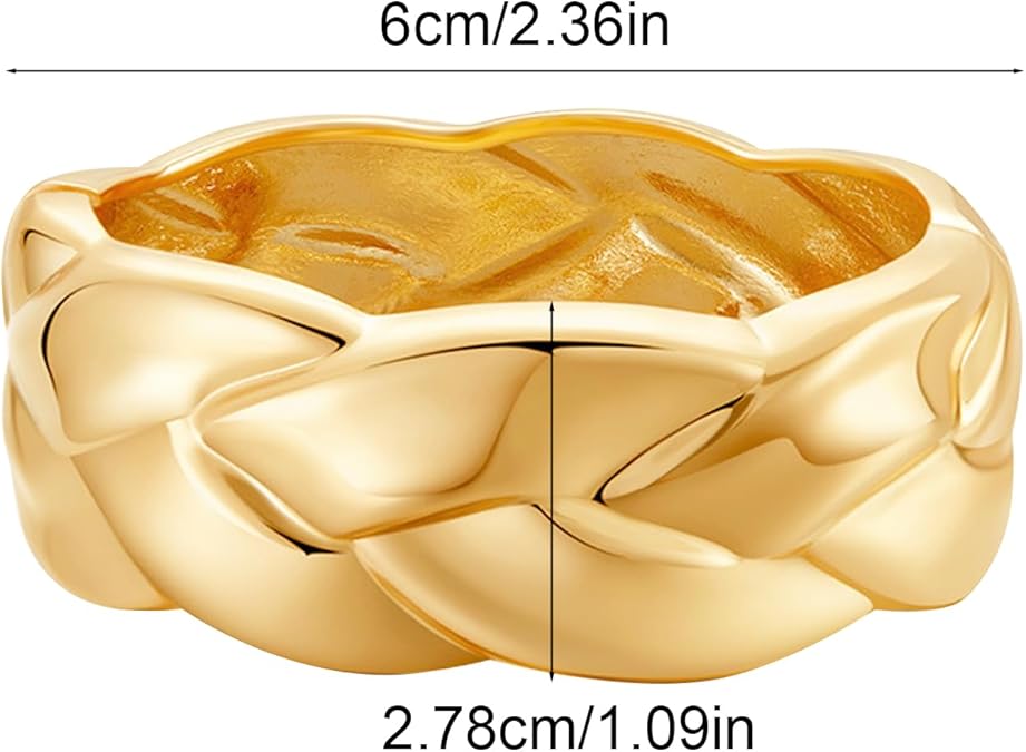Gold Plated Chunky Bracelets for Women-Gold Open Bangle Cuff Waterproof Birthday Mother's Day Valuntine's Day Christmas Gifts