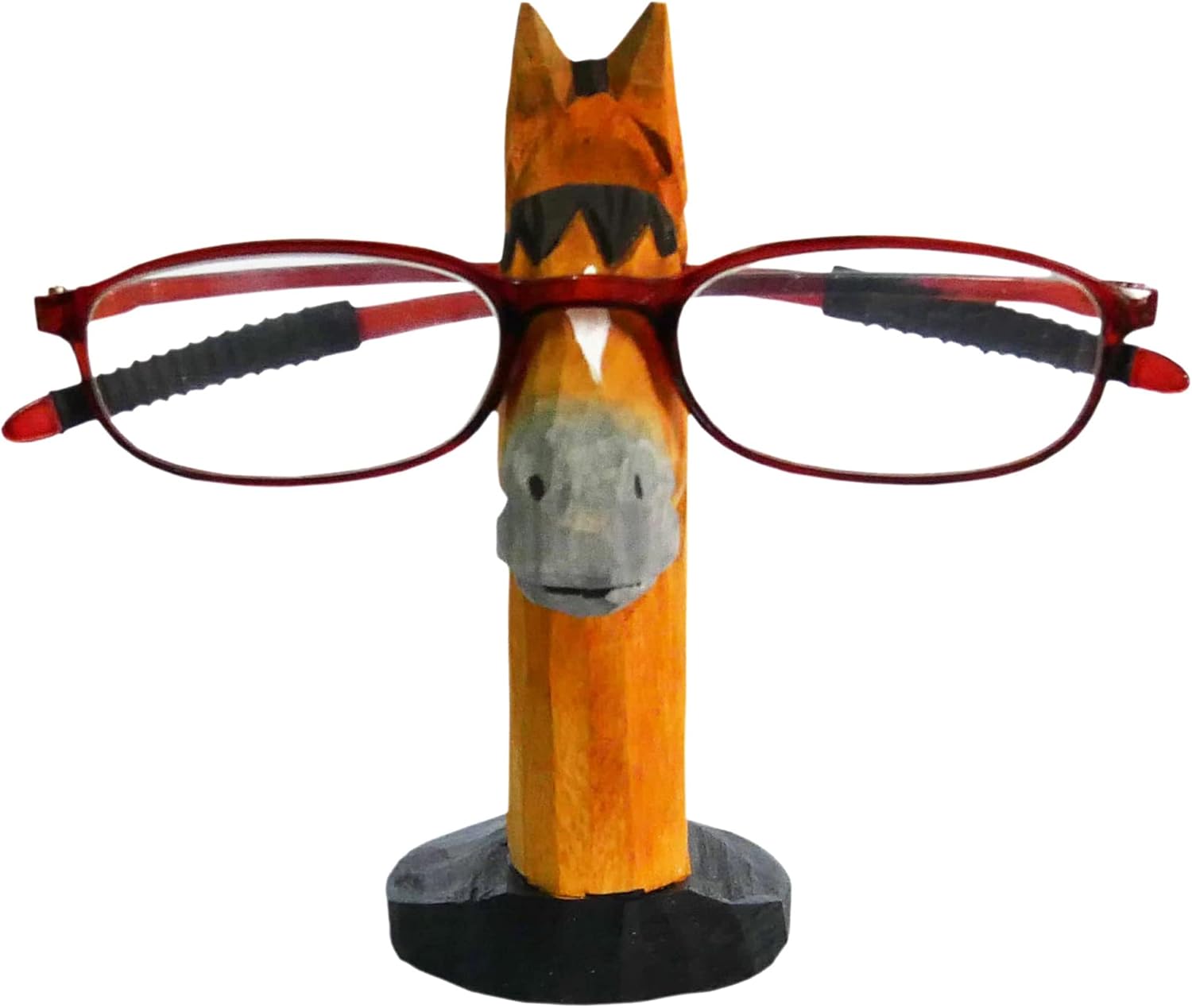 Red Dollar Handmade Wood Carved Animal Eyeglass Holder, Cute Sunglasses Display Stand, Nightstand Home Office Desk Decor, Christmas Holiday New Year Business Gift for Men Women Adults(Horse)
