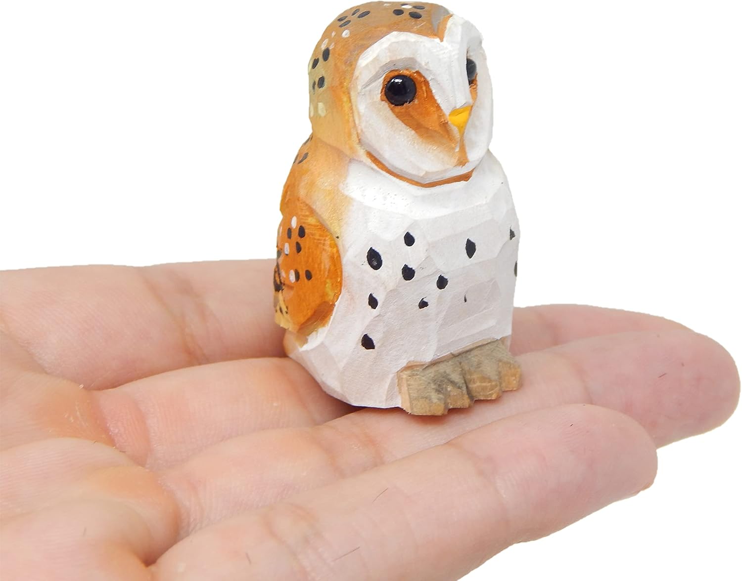 Hand-Carved Barn Owl Figurine - Miniature Decoration Forest Bird Carved Small Animal Sculpture Garden Statue, Small Wildlife Ornament for Home Decor, Nature-Inspired Gifts & Collectibles.