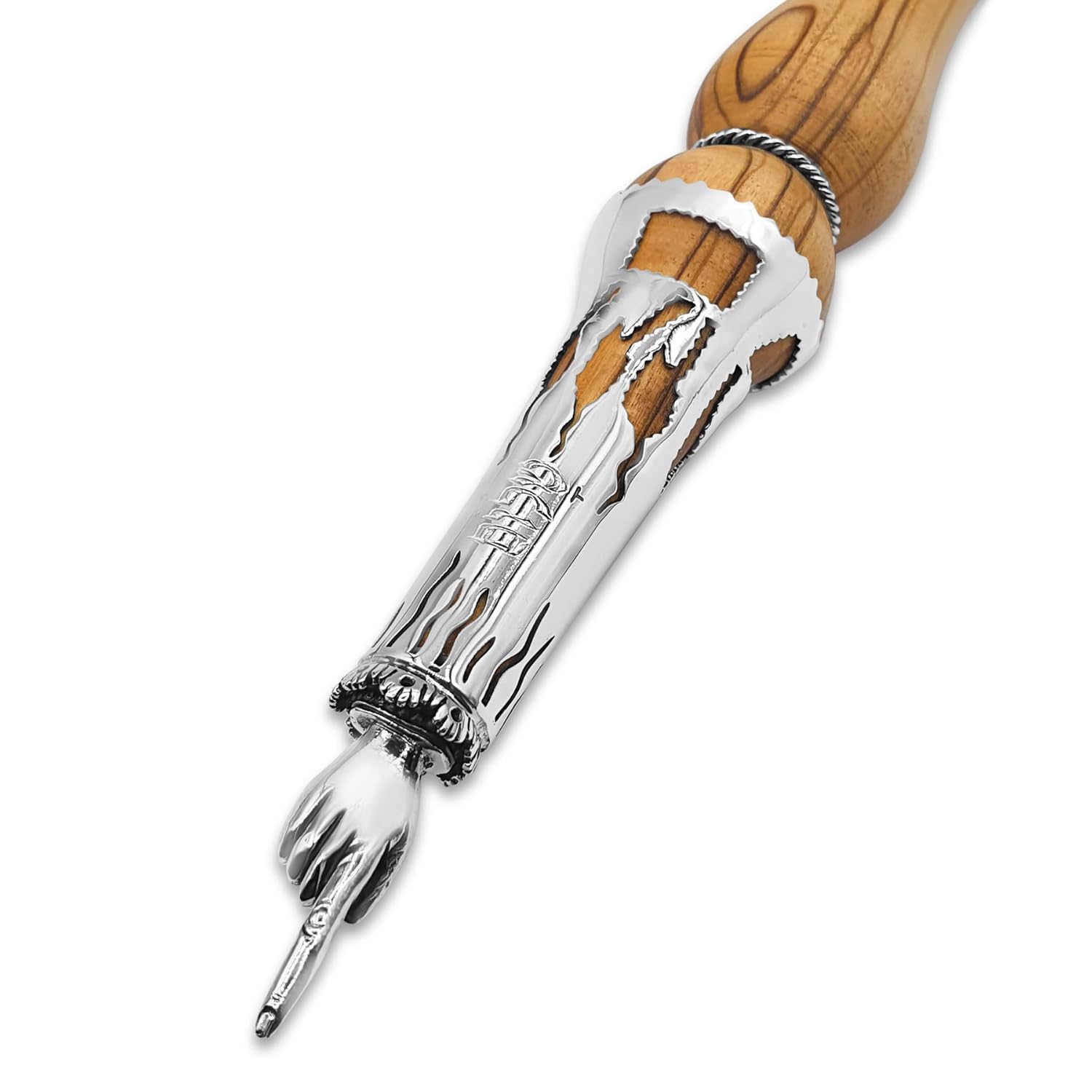 925 Sterling Silver and Olive Wood Torah Pointer Yad