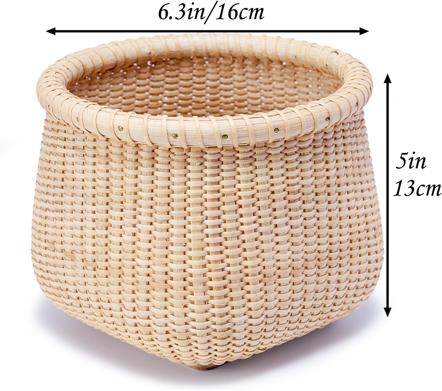 Nantucket Handicraft Basket Desktop storage and organization Cane-on-cane weave Square bottom round mouth storage Nautical Folk Art of the 19th Century