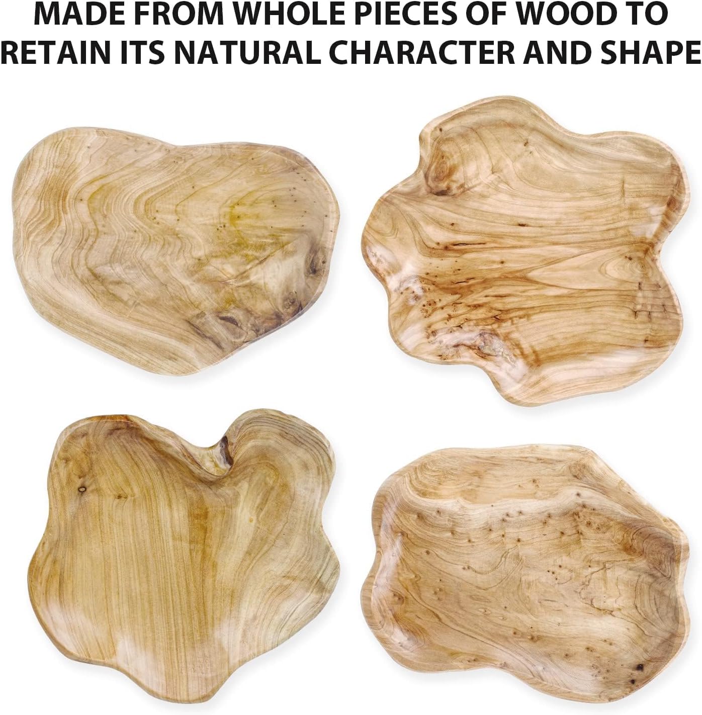 Natural Wood Fruit Bowl 11-13 inch, Unique Handmade Wood Serving Platter, Wood Fruit Snack Dish for Sandwich Bread Serving, Appetizer Display, Vintage Ring Dish, Hand Carved Artworks