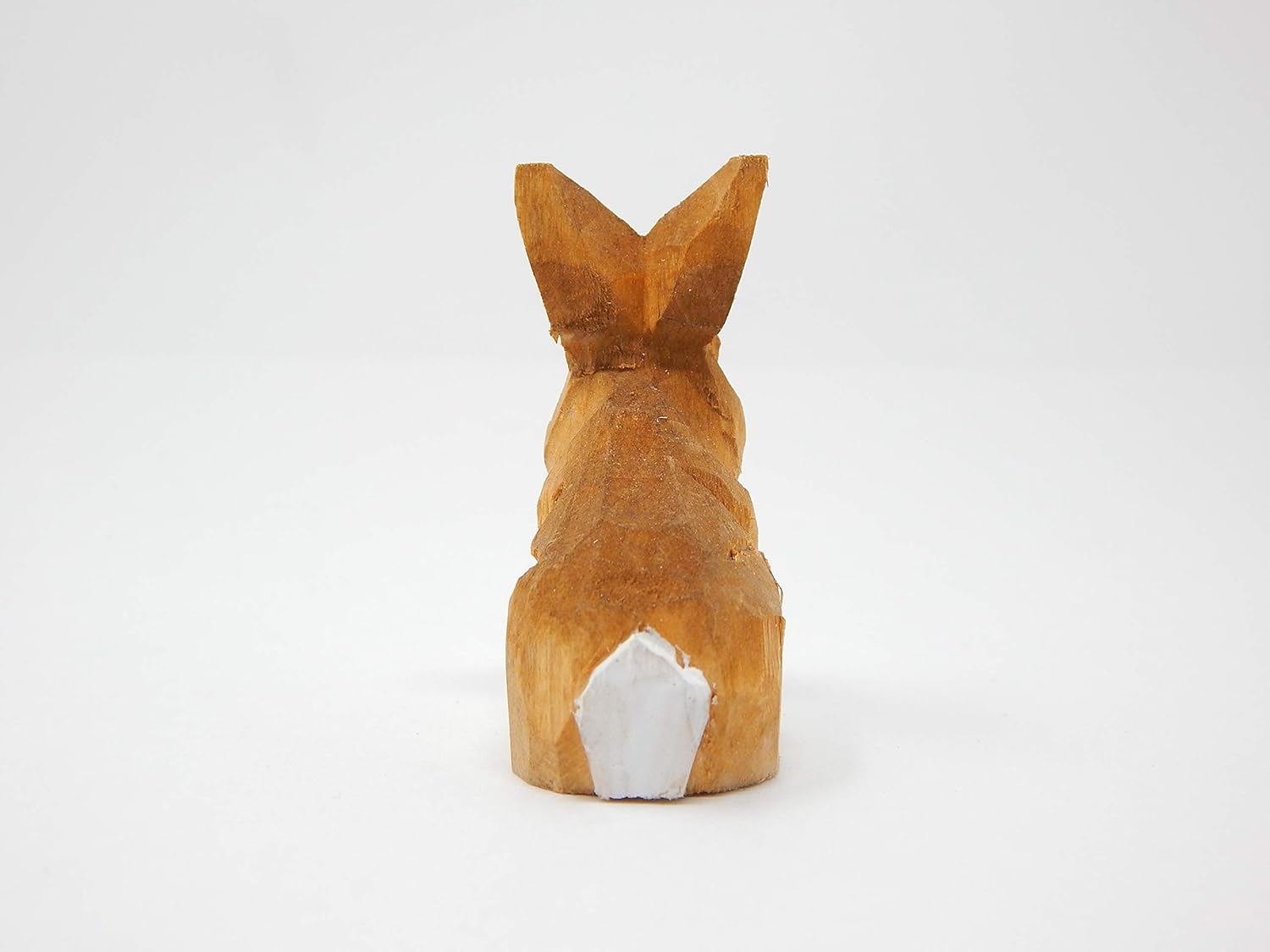 Brown Rabbit Handmade Wood Figurine Carved Bunny Sculpture Home Decor Miniature Animal Art Garden Statue Collectible