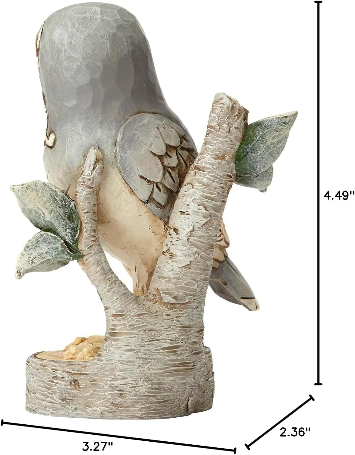 Enesco 4056970 Jim Shore Heartwood Creek White Woodland Owl On Branch Stone Resin Figurine, 4.49", Grey