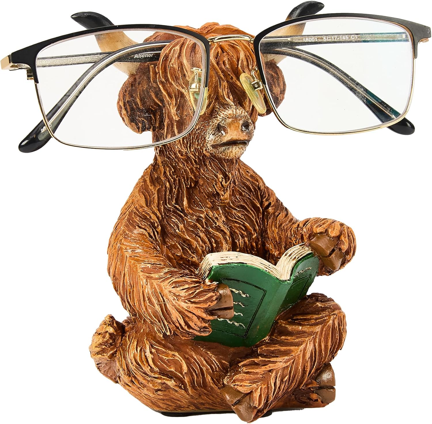 Handmade polyresin Carved Animal Eyeglass Holder, Cute Sunglasses Display Stand, Nightstand Home Office Desk Decor, Christmas Holiday New Year Business Gift for Men Women Adults (Cow)